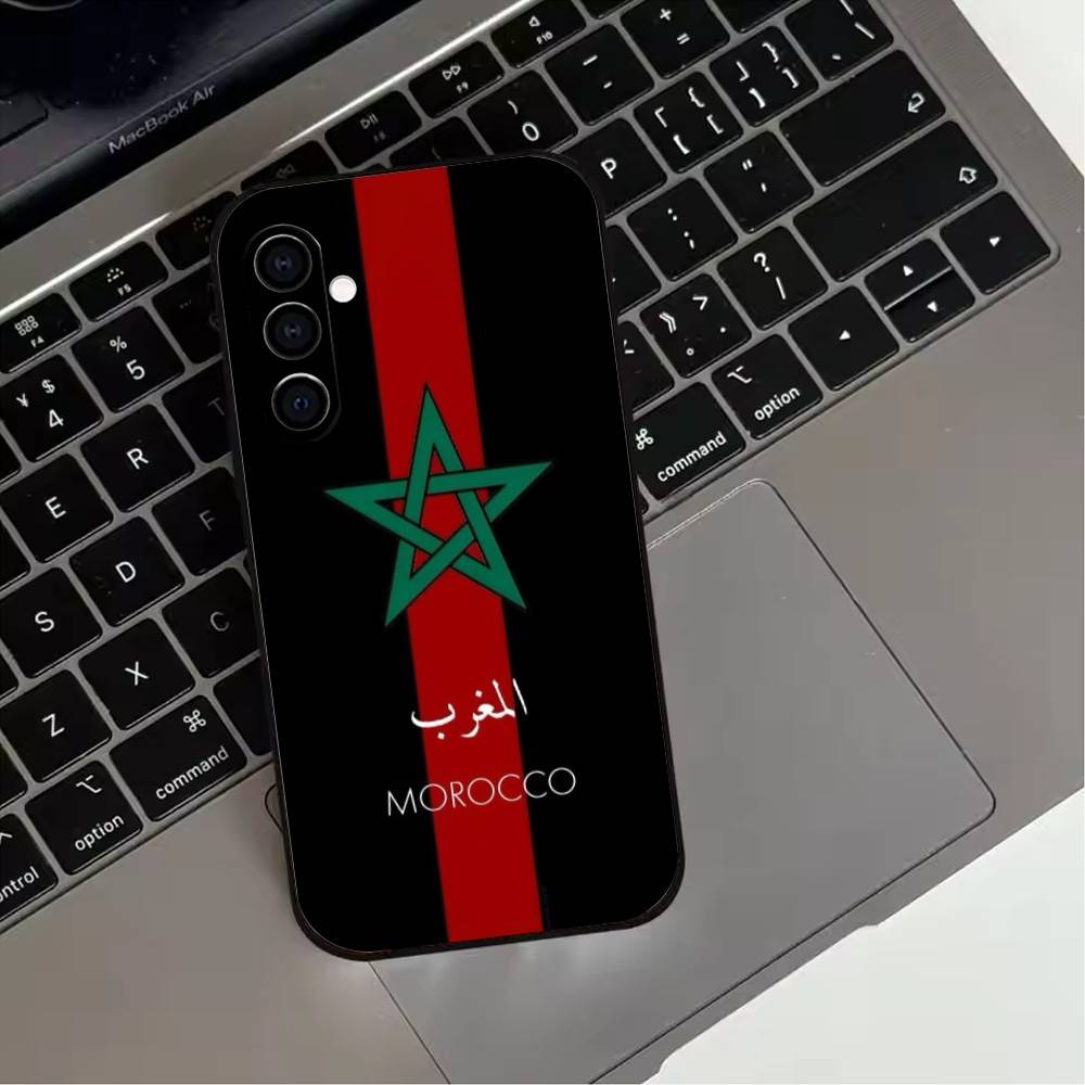 M-Morocco-12es Moroccan flag Phone Case For Samsung Galaxy A73,A72,A71,A70,A53,A52,A51,Soft Silicone Black Cover