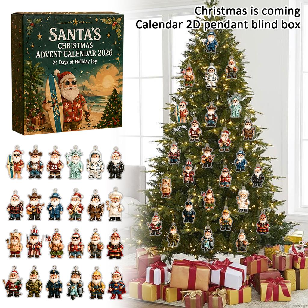 2026 Christmas Advent Calendar with 2D Hanging Ornaments Holiday Box