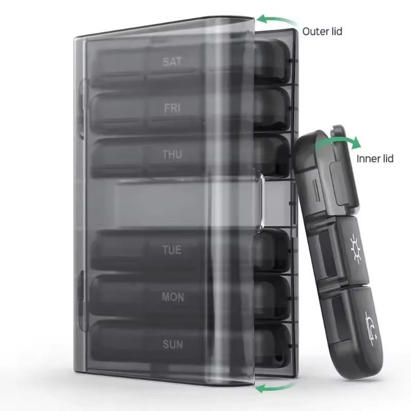Weekly Pill Case Pillbox 7 Days Medicine Tablet Box Portable Travel Drugs Storage Organizer Secret Compartments Pill Box