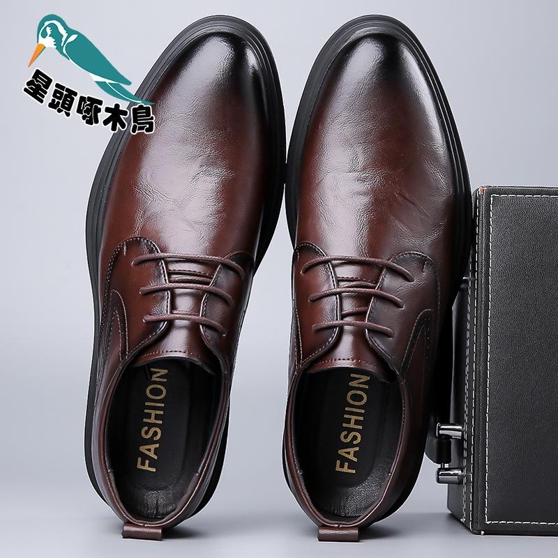

Spring and Autumn Men s Korean Version Pointed Tie Lace-up Platform Men s Shoes Commercial Leather Shoes 44