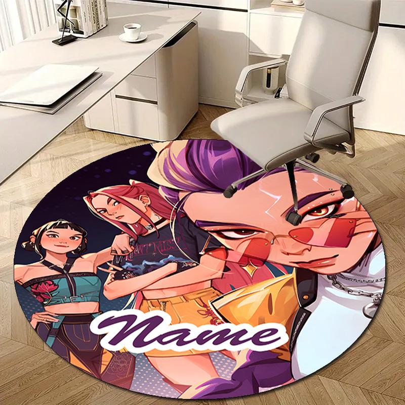 Personalized K-KPop Demon Hunters Round Chair Office Rug - Perfect for Mat, Office Chair & More - Ideal Gift for Birthdays and Holidays