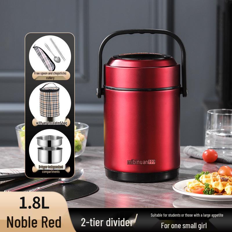 Winter Stainless Steel Insulated Multi-layer Lunch Box - Portable, Large Capacity, Keeps Food Hot for 24 Hours, Perfect for Home or Office.