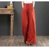 Damen Leinen Palazzo-Hose mit weitem Bein, elastischer hoher Bund, lässig