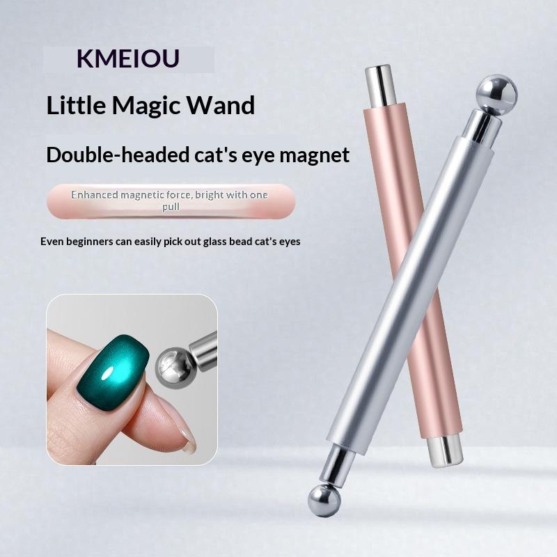 Double Headed Strong Magnetic Stick Cat Eye Magnet With 2 Steel Balls Nail Art Cylindrical For Uv Gel Polish Manicure Pen Tools