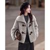 Si Shui Nian Hua Winter Faux Fur Toggle Button Short Jacket