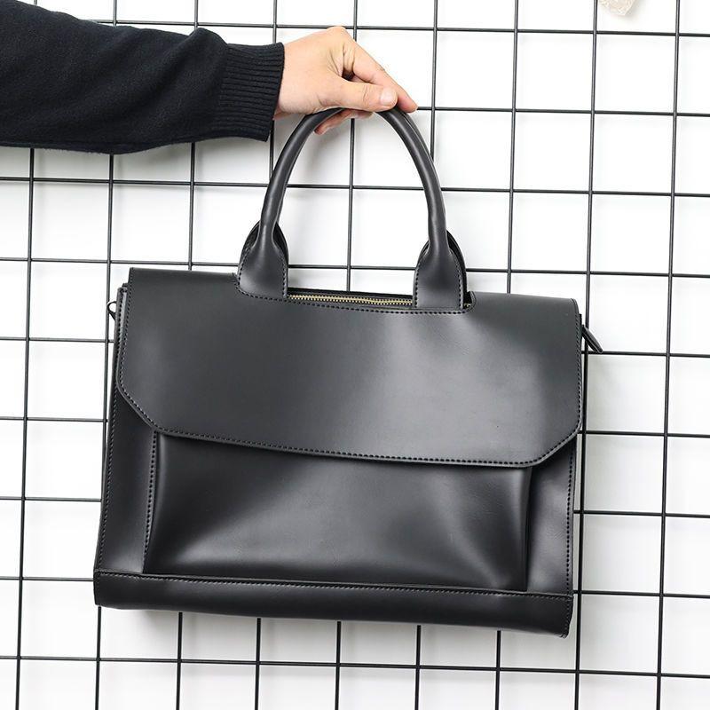 

TS JYL laptop bag,Vintage Crazy Horse Leather Briefcase Business Men Laptop Shoulder Bag OneSize чёрный