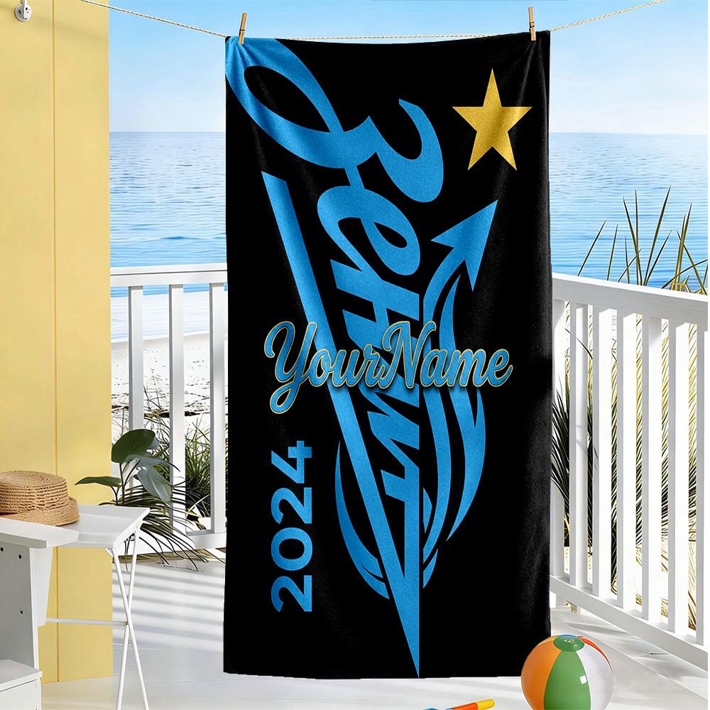 Fc Zenit Saint‑petersburg Customize Text Beach Towel Super Soft & Absorbent Portable for SwimmingBeachCamping Travel Beach AccessoriesGym