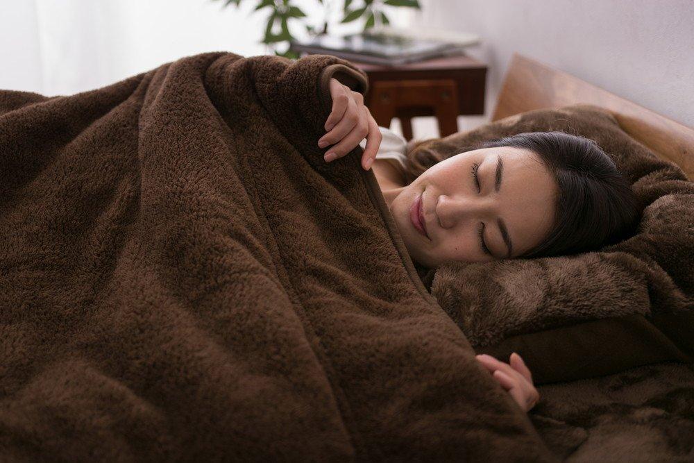 EMOOR Heat Plus Double Blanket, Single, Brown, Warm, Washable, Moisture-Wicking, Heat-Generating, Filled with Cotton