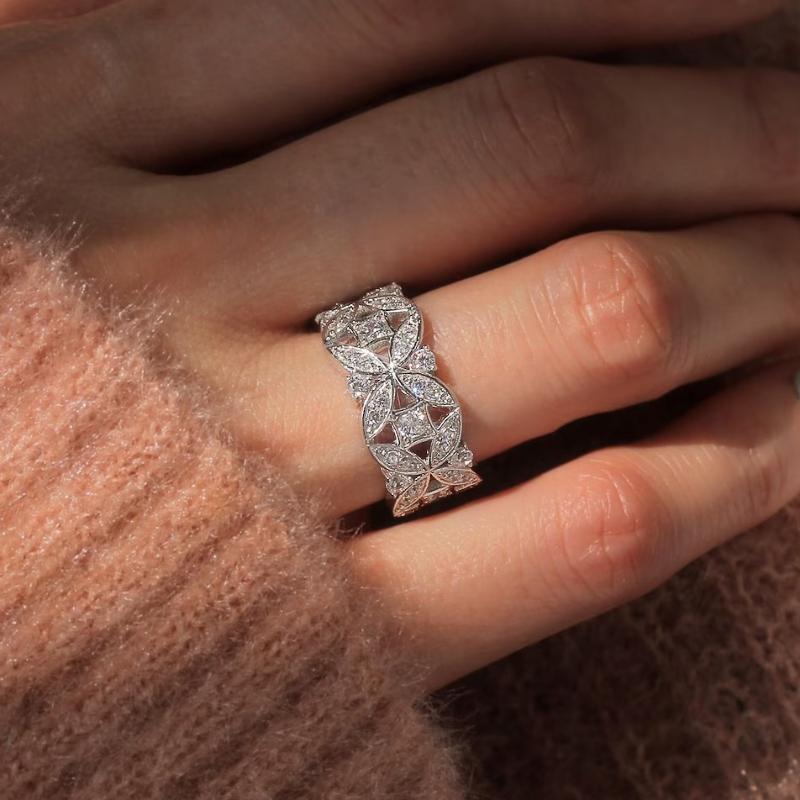 Huitan Luxury Exquisite  Color Finger Ring Female Shinning Cubic Zirconia Jewelry for Wedding Aesthetic Accessories Gift