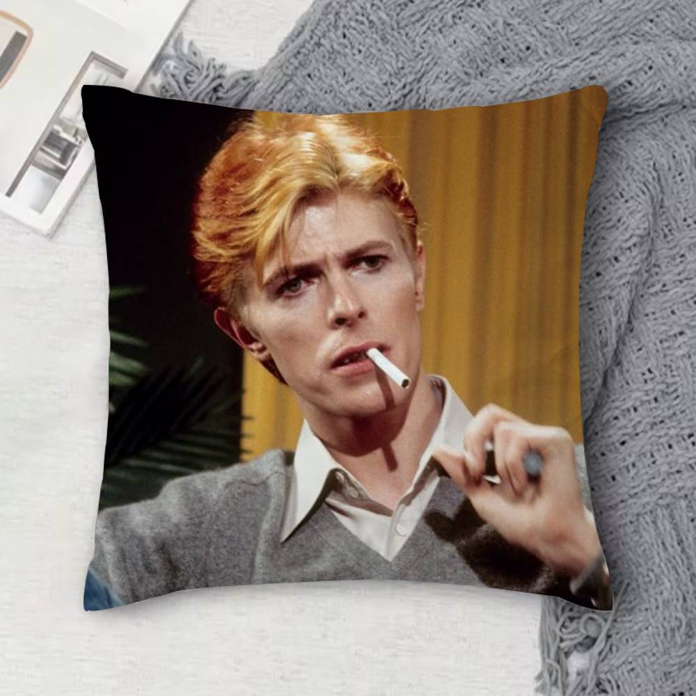Housse de coussin décorative carrée imprimée recto-verso David Bowie pour canapé, salon, décoration intérieure