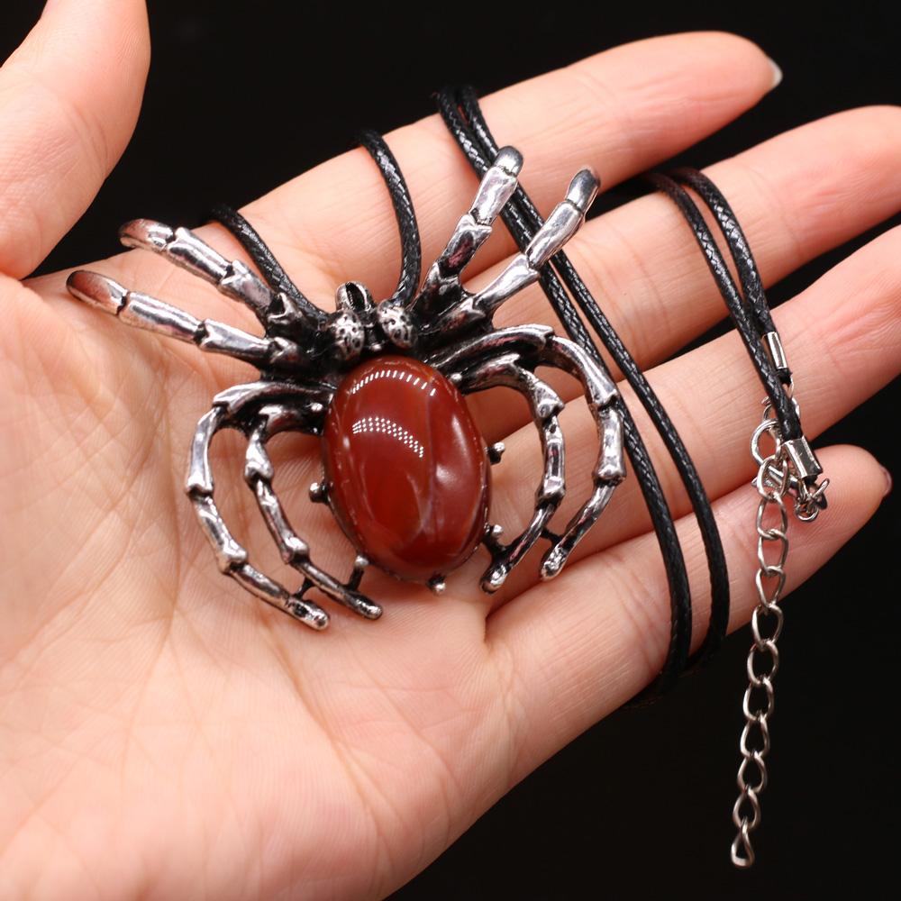 Natural Shell Alloy Necklace Spider-Shaped Brooch Pendant Charms For Elegant Women Love Romantic Gift