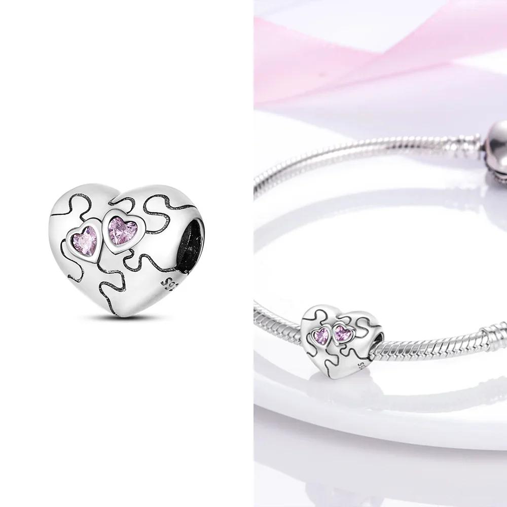Charms Copper Zircon Forever Love Heart Sweethearts Life Charms Fit Bracelet Bracelet Beads Making For Lovers Accessory