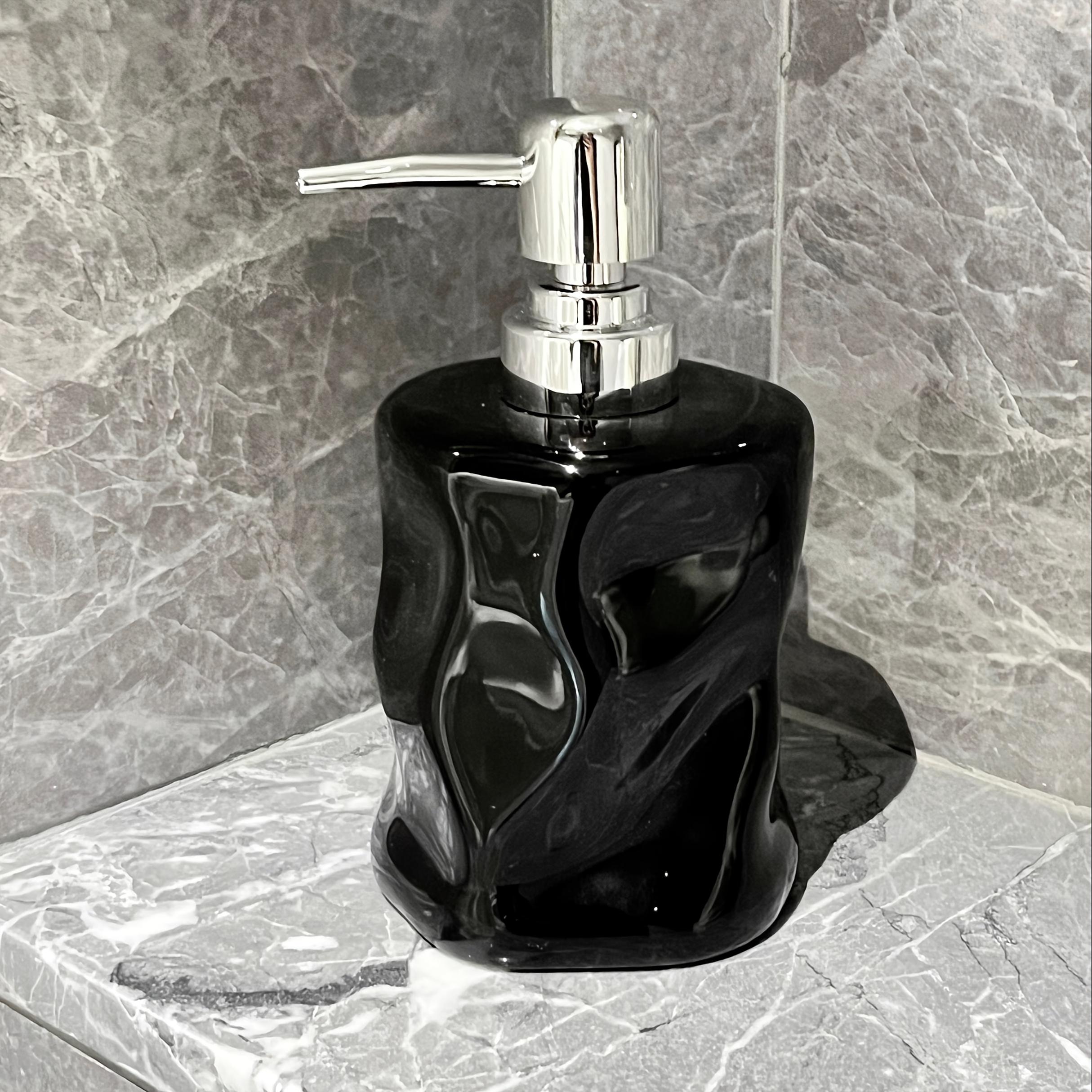 

Glacier Ceramic Bottle Shaped Dispenser Bottle Luxury Soap Dispenser for Bathroom Kitchen Home Decor Bathroom Accessory Gift чёрный