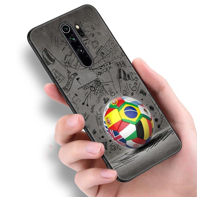 Ogień Piłka nożna Piłka nożna Silikonowe etui na telefon do Xiaomi Redmi Note 11 10 9 8 Pro 11T 10T 10S 9S 8T 9 9A 9C 9T Czarne etui Coque