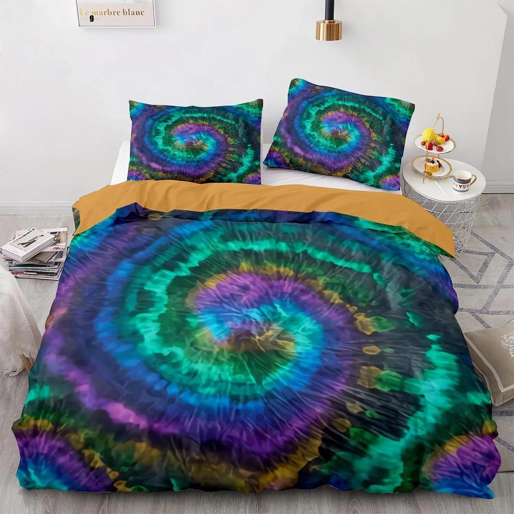 Tie Dye Duvet Cover Set Boho Psychedelic Bedding Set for Boys Girls Teens Bohemian Gypsy Full Comforter Cover Exotic Spiral