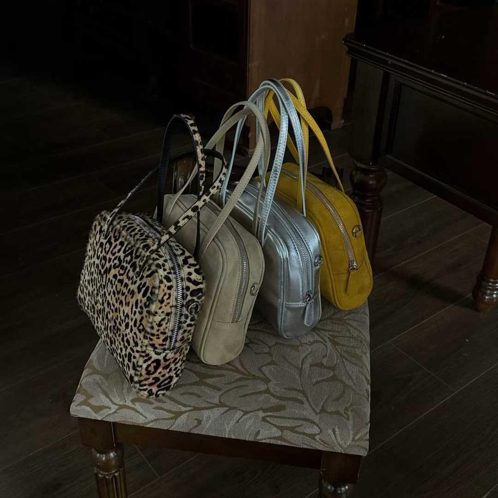 Leopard Print Boston Bags For Women Luxury Designer Handbag And Purse New In Fashion Genuine Leather Frosted Cowhide Top Handle