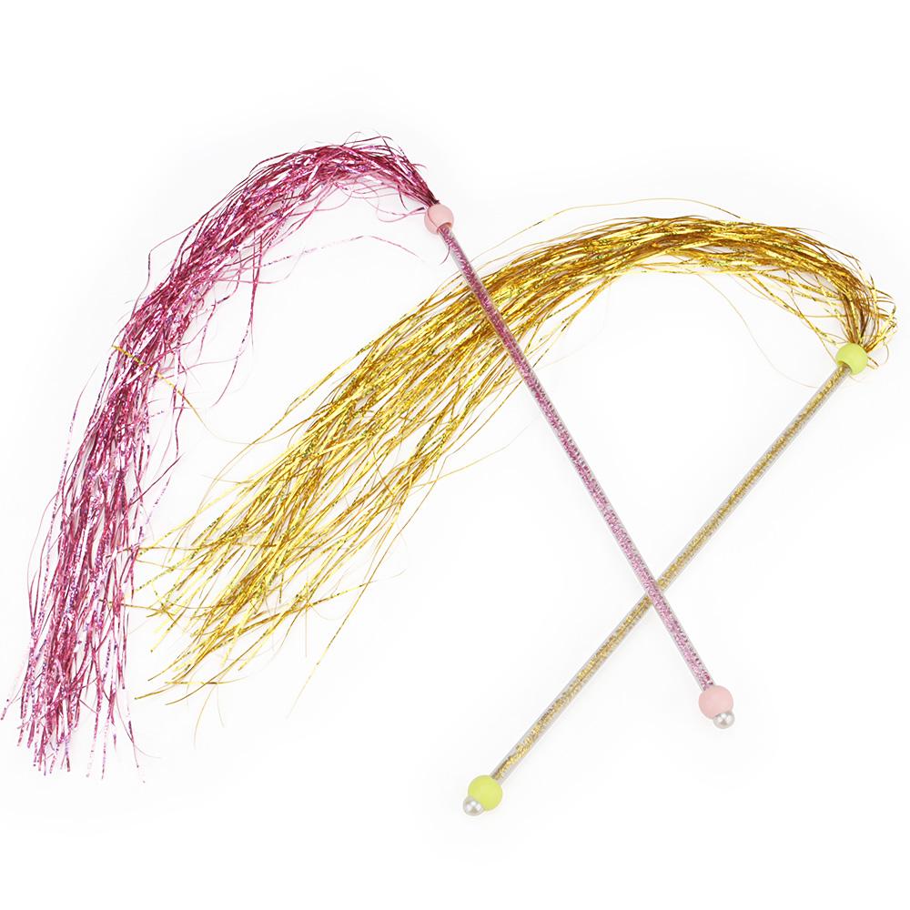 2pcs Colorful Kitten Interactive Rod Tassel Cat Teaser Wand Toys Funny Stick Pet Toy