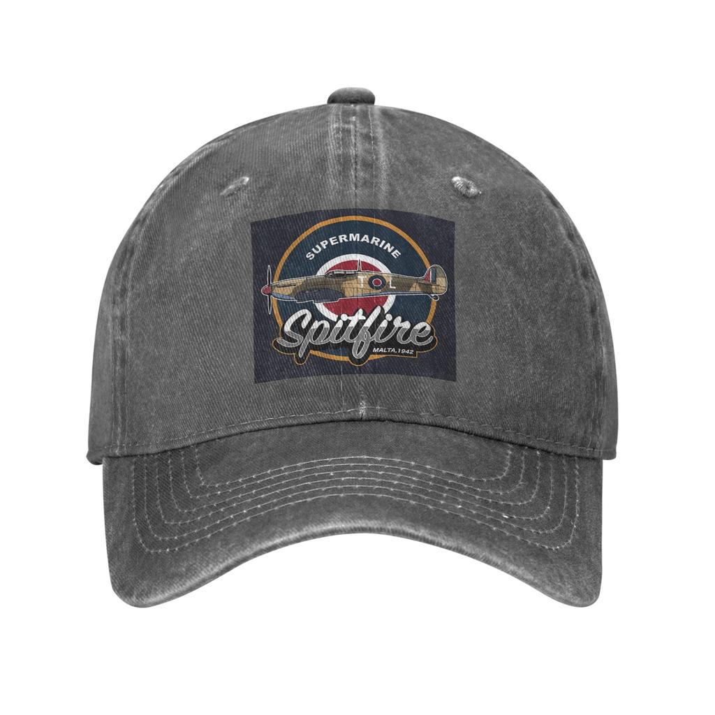RAF Supermarine Spitfire Fighter Aircraft Plane Airplane Denim Baseball Caps Snapback Baseball Hats Breathable Casquette Outdoor
