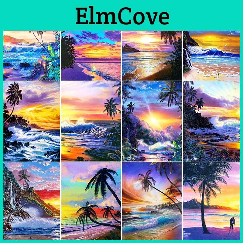 5d Diamond Sunset Painting Diy Seascape Diamond Embroidery Landscape Cross Stitch Full Round Drill Crafts Home Decor Gift