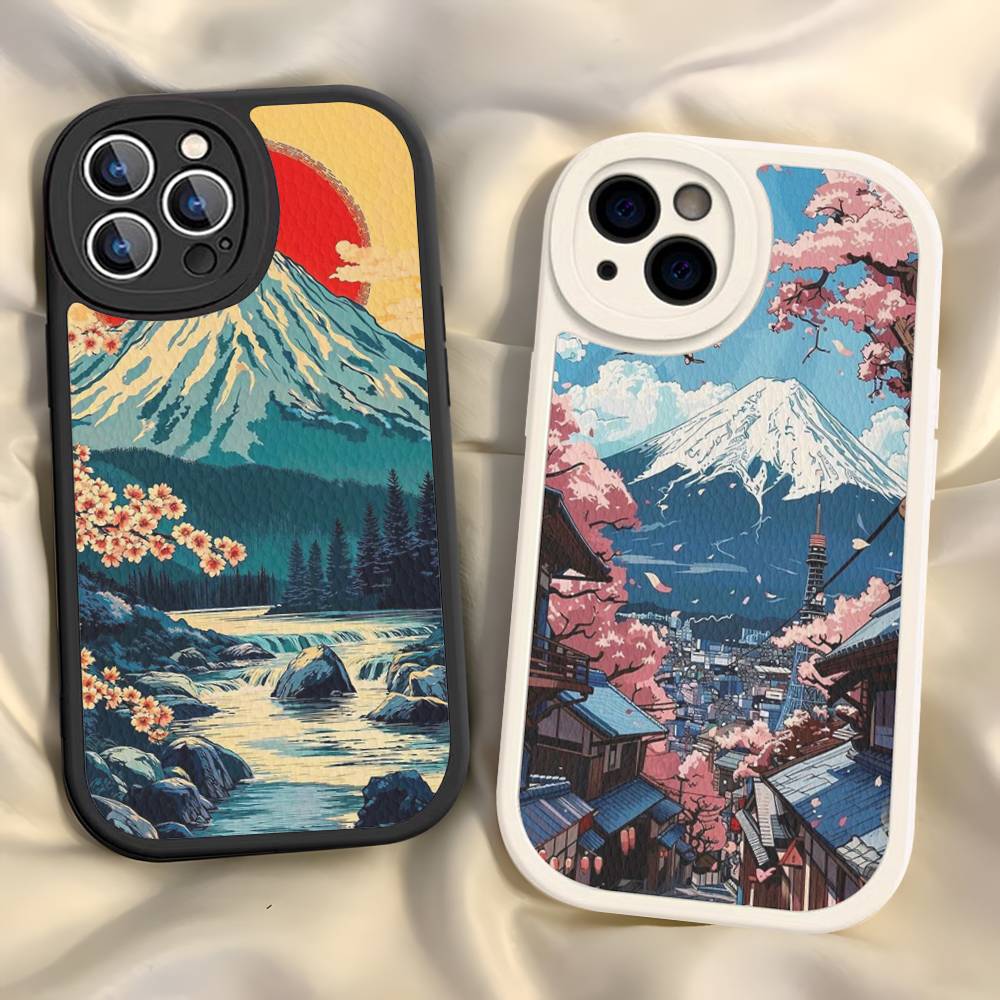 Fuji Mountain Osaka City Landscape Phone Case Hard Leather For IPhone 16 15 14 13 12 Mini 11 14 Pro Max Xs X Xr 7 8 Plus Fundas