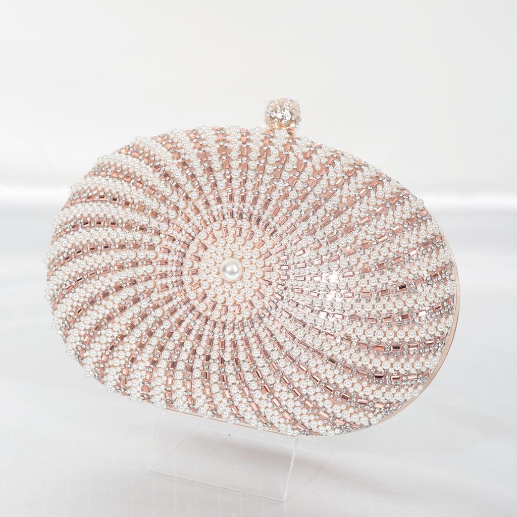Woman Elegant Grey Gold Diamond Evening Bag Hollow Out Crystal Party Handbag Wedding Bridal Banquet Dinner Clutch Purse