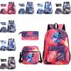 Adorable Stitch Print School Backpack Set Breathable Waterproof Oxford Fabric For Kids