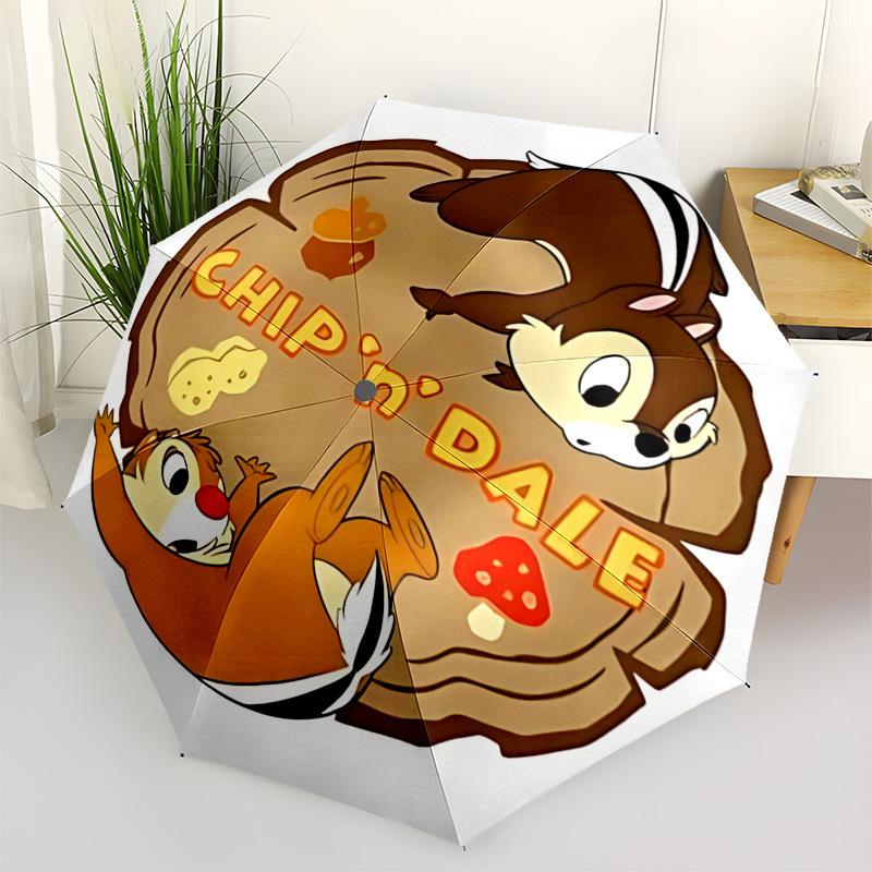

Chip n Dale, Squirrels Themed Automatic Opening and Closing Umbrella, Brightly Colored 8-rib Portable Umbrella, Suitable for Men and Women, A Perfec