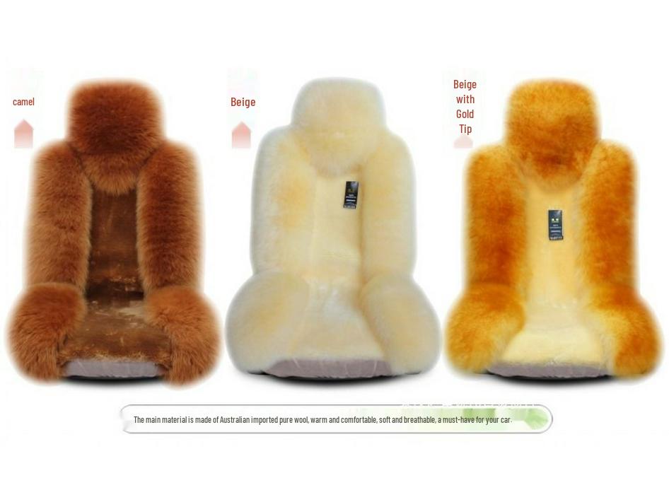 One-Piece Wool Car Seat Cushion - Plush Fur Winter Pad