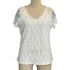 Fashion Summer White Lace Women Blouse Elegant Short Sleeved Loose Simple Hollow Out Sweet Office Shirt Ladies Embroidery T-shirt Top Clothing