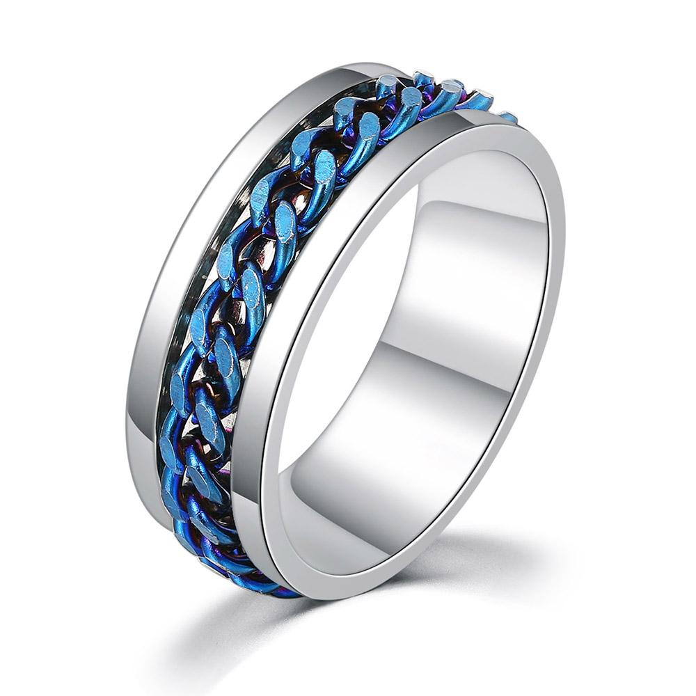 ZHOUYANG Anxiety Ring For Men Spinner Cuban Chain Punk Fidget Rings Titanium Steel Hip Hop Jewelry Accessories Wholesale KAR028