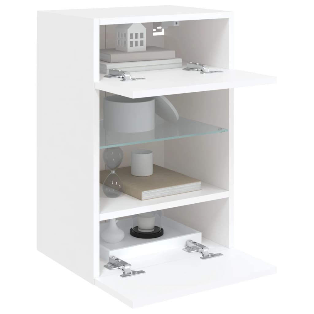TV Wall Cabinet with LED Lights White 40 x 30 x 60.5 cm