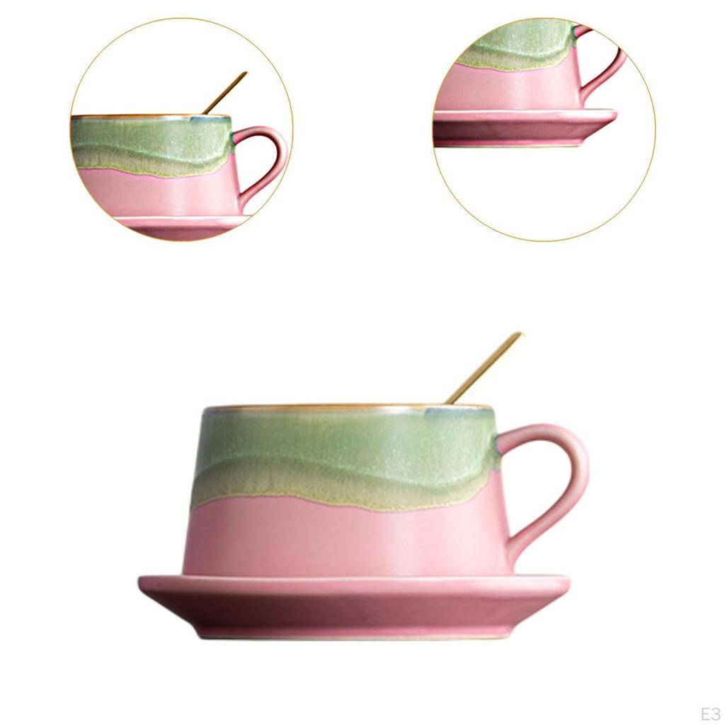 Ceramic Coffee Mug Cup Drinkware Home Decoration with Spoon Pottery Gifts