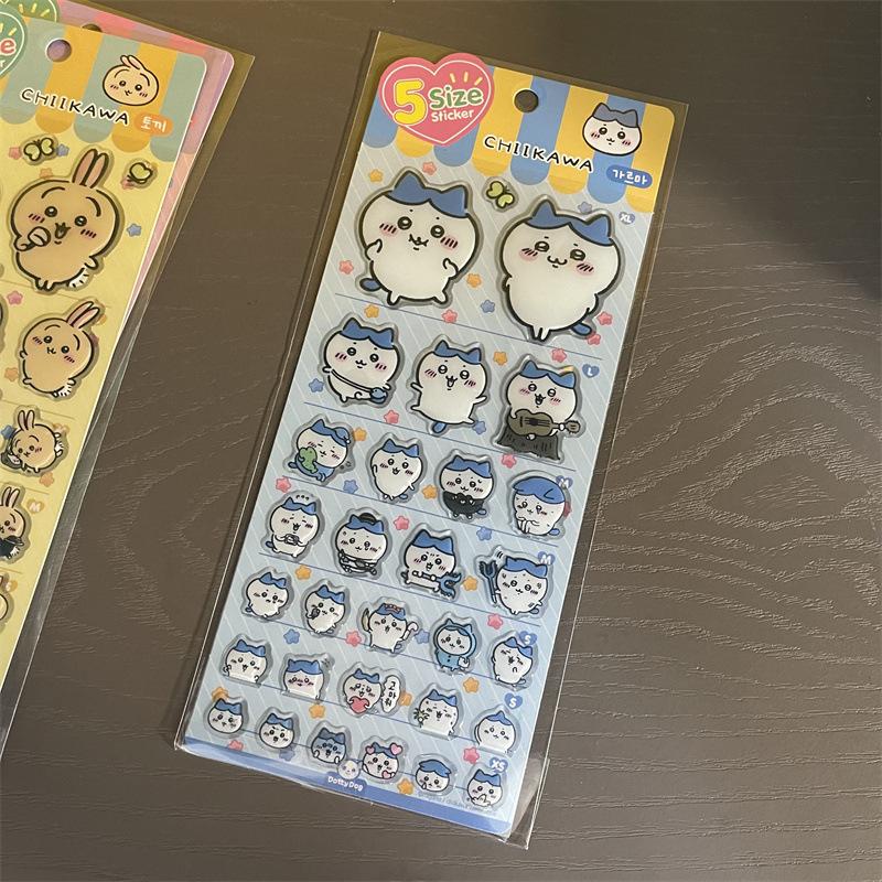 1 Sheet Cute Gifts   Sticker Hachiware Usagi Creative Drop Glue Stereo Decals Diy Decorative Computer Stickers