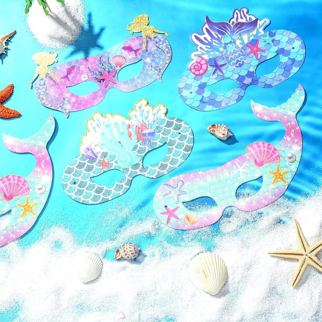12pcs Colorful Mermaid Mask Ocean Role Playing Party Masks Mermaid Tail Eye Masks Children's Birthday Mermaid Mask
