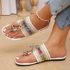 Fashion Butterfly Decor Clip Toe Women Slippers Bohemian Colorful Knitting Flat Sandals Woman Summer Comfort Non Slip Beach Flip Flops