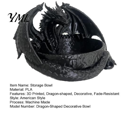 3D Printed Dragon Sculpture Jewelry Tray, Fantasy Catchall, Gothic Key Room Decor Holder, Medieval Desktop Storage Gift for Fans Home
