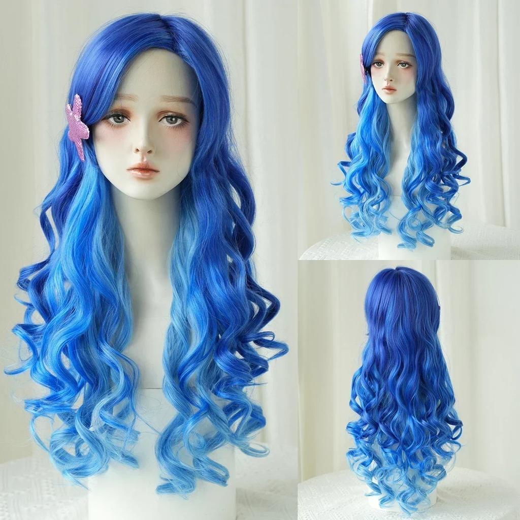 PARK YUN Long Curly Wave Ash Wig For Women Daily Use Cosplay High Density Synthetic Layered Wigs Natural Looking With Bangs