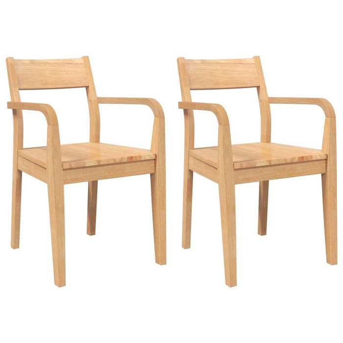 VidaXL Chaises à manger 2 pcs bois massif naturel caoutchouc, chaise à dîner, chaise, chaise de salon, chaises à dîner, 4102510