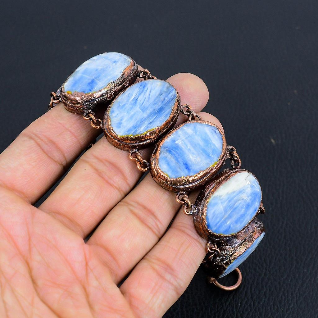 Kyanite Bracelet Copper Electroformed Gemstone Jewelry, Handmade Bracelet For Thanksgiving
