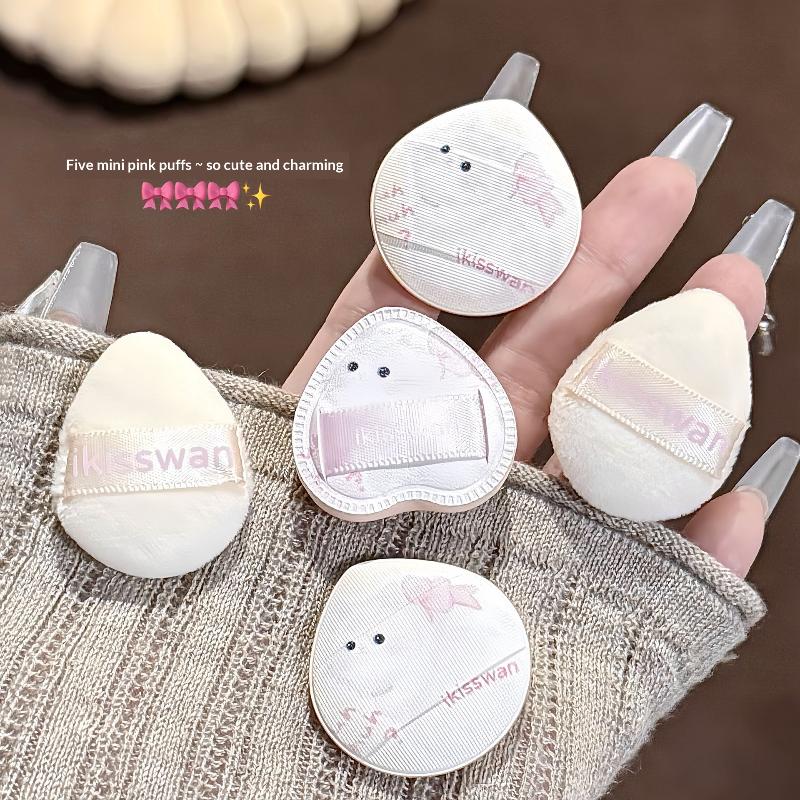 5Pcs Cute Mini Finger Puff Set With Box Facial Makeup Sponge Dry & Wet Application Ultra-Soft Mixed Makeup Puff Makeup Tools
