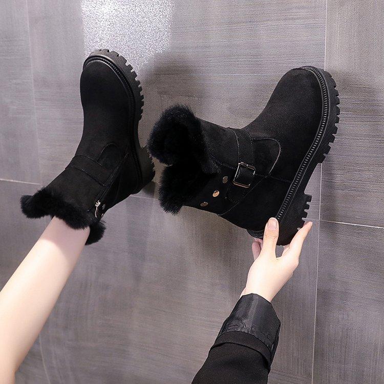 Soft leather version · Short boots Non-slip large cotton shoes High-top women's winter velvet women's shoes Thickened warm snow boots