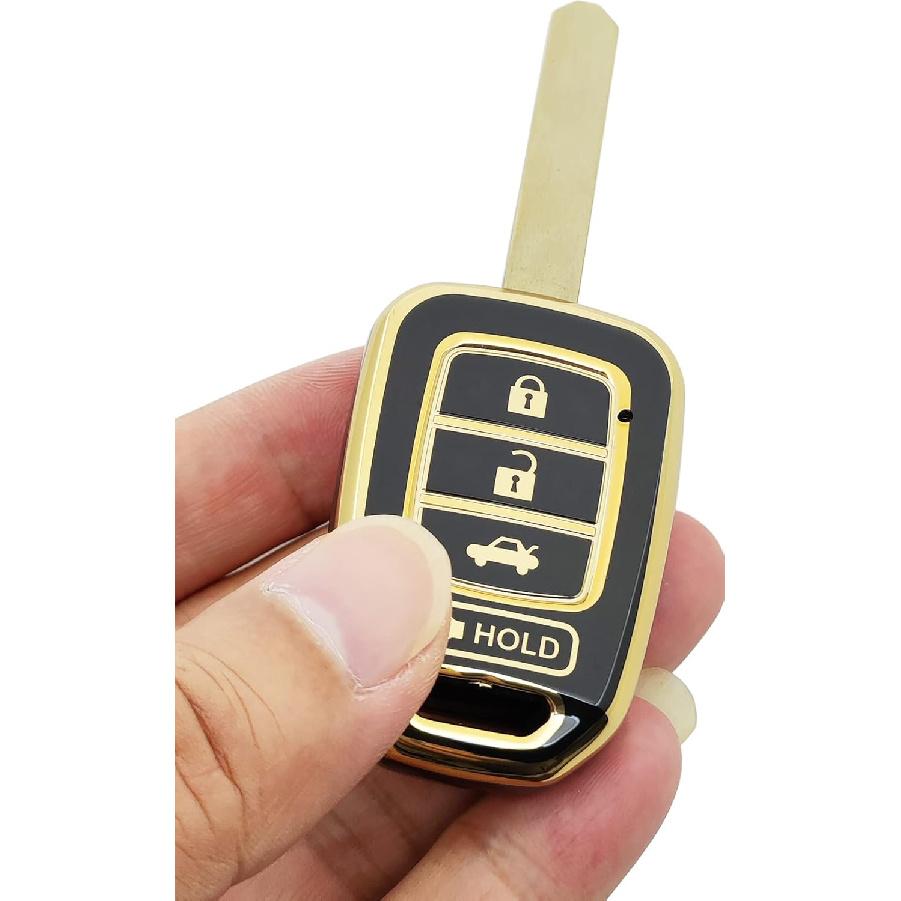 360 Degree Soft TPU Protector Key Fob Cover Case fit for Honda 2016-2017 Accord 2016- Civic 2014-2015 CR-V Keyless Entry Key Fob (Black)