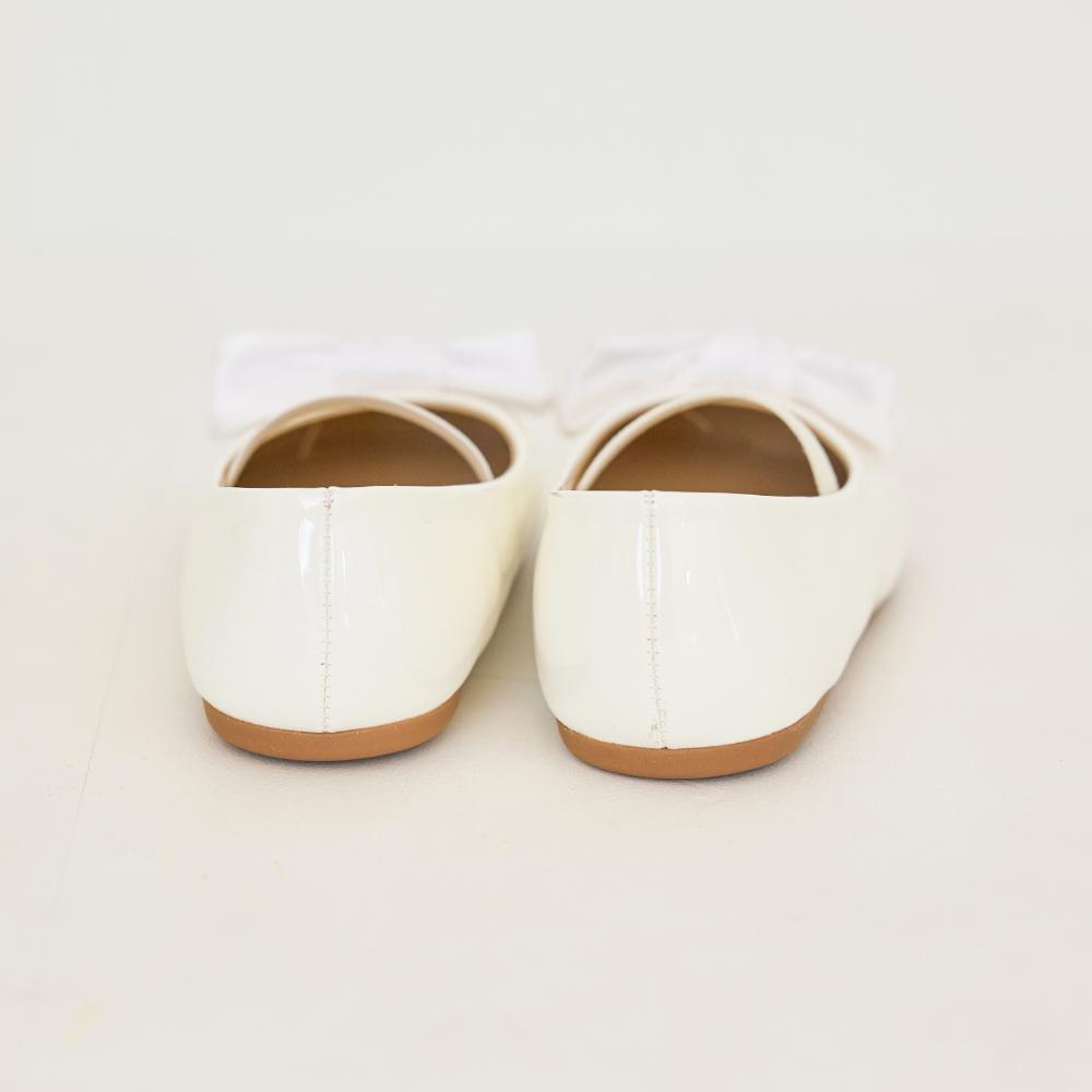[Babyzzam] Girl's Bubble Ribbon Flats, White [BB464-10001]