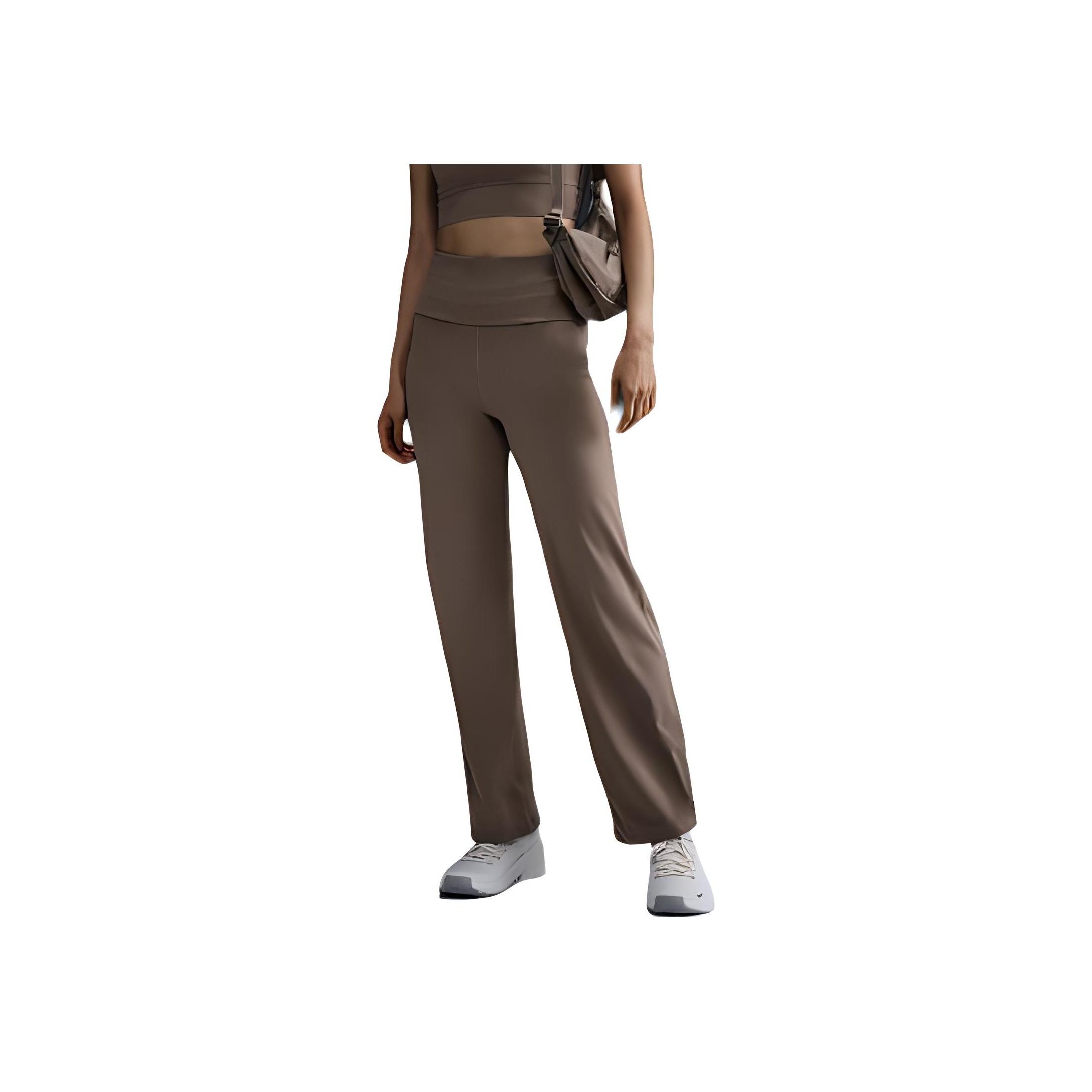 Nike Solid High-Waisted Slim Fit Flared Casual Pants Women bottoms Brown FV7849-233 S