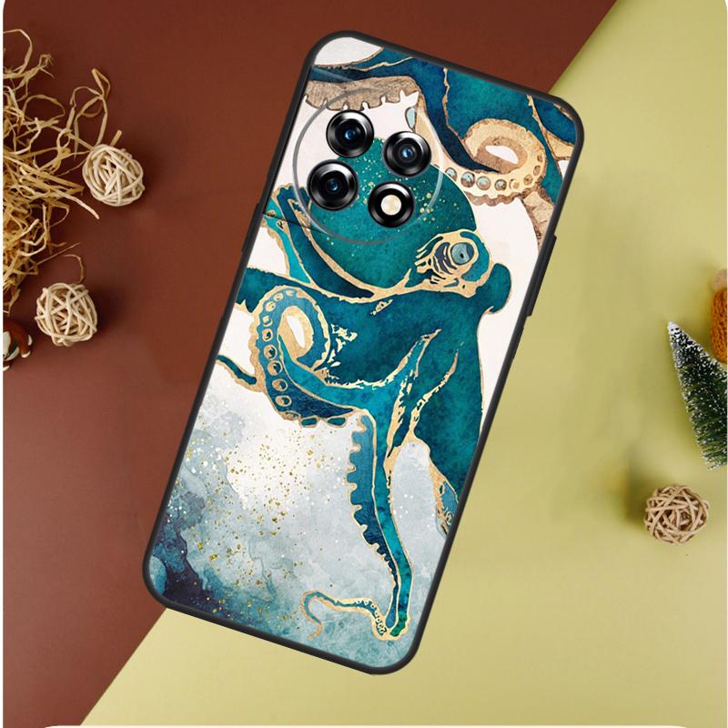Meeresleben Ozean Oktopus Für OnePlus 13 13R 12 12R 11 9 10 Pro 8T 9RT 10T 10R N20 N30 Nord CE 2 3 4 Lite Handyhülle