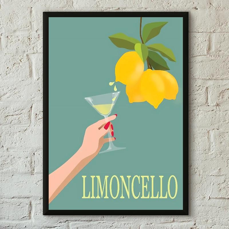 Minimalist La Dolce Vita Lemon Canvas Poster Fresh Lemon Fruit Wall Art for Modern Living Room Bedroom Bar Cafe and Home Decor