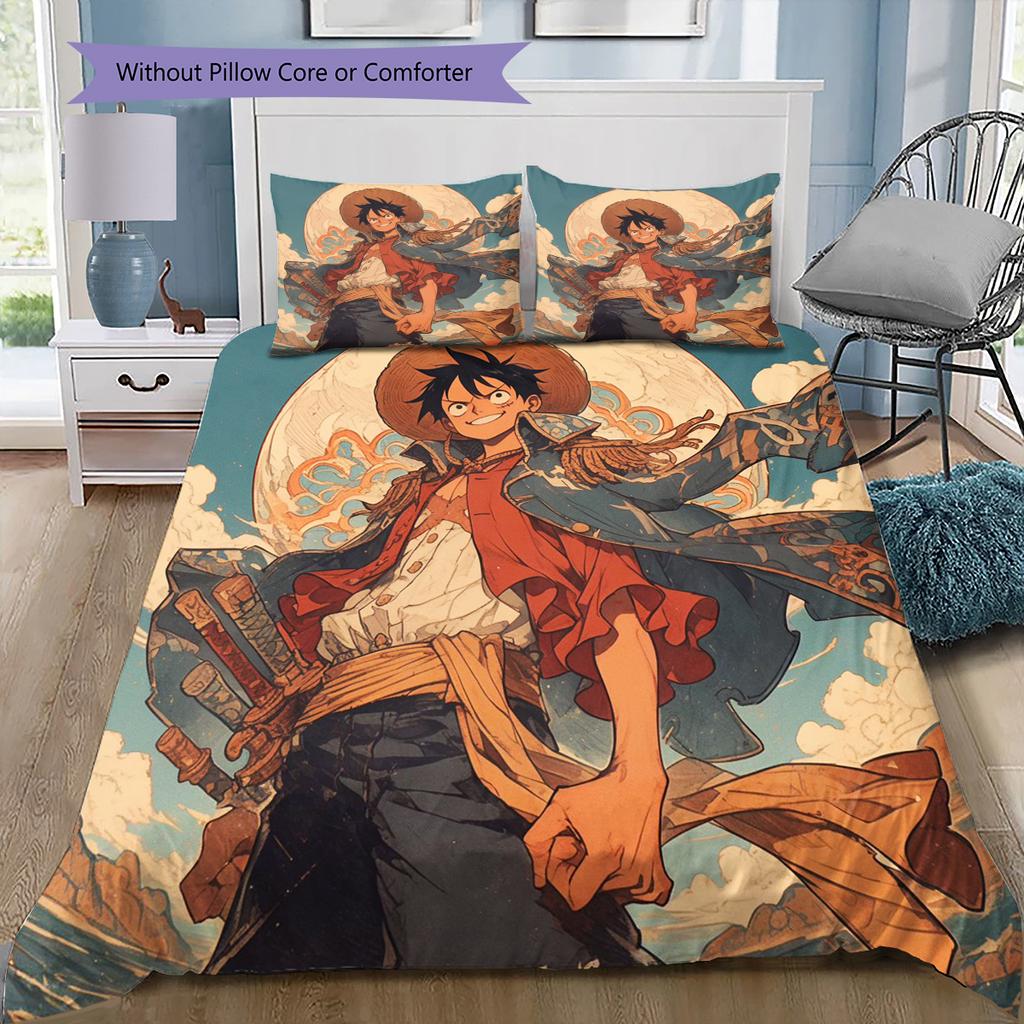 Cartoon Pattern Bedding Quilt Set Quilt Cover Pillowcase Home Decoration Birthday Gift (1 * Duvet Cover + 2 * Pillowcase, Without Core)