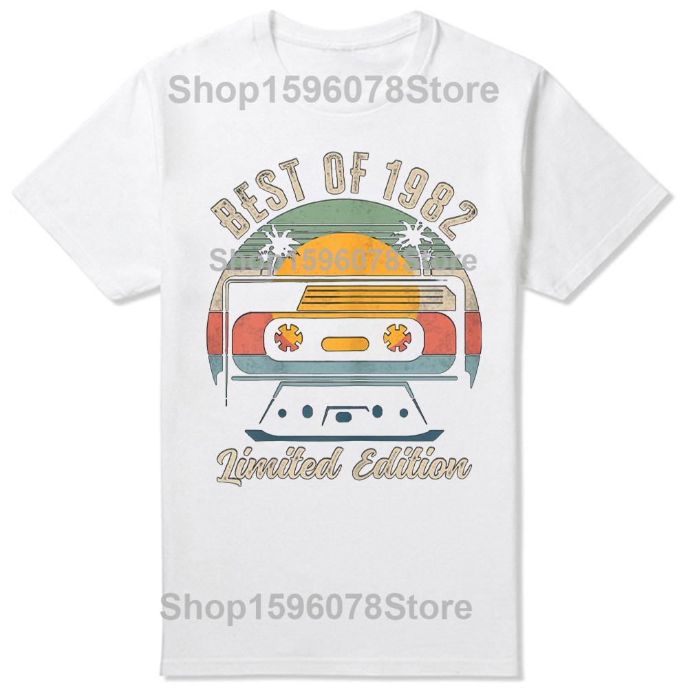 Funny Vintage 43th Birthday Gift Best of 1982 T Shirts Cotton Short Sleeve Gifts Mens Clothing Casual Loose Oversized T Shirt