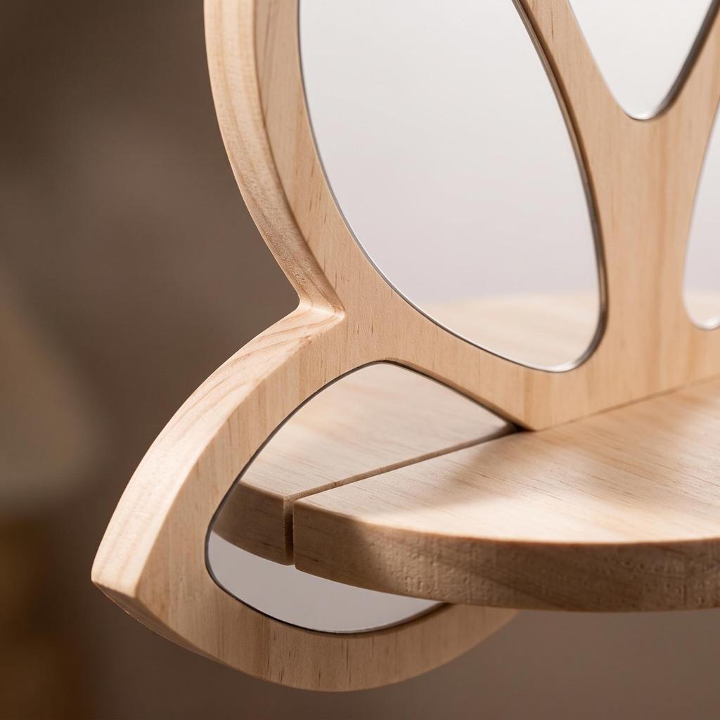 Wall Mirror with Shelf Easy To Install Wood Framed for Bedroom
