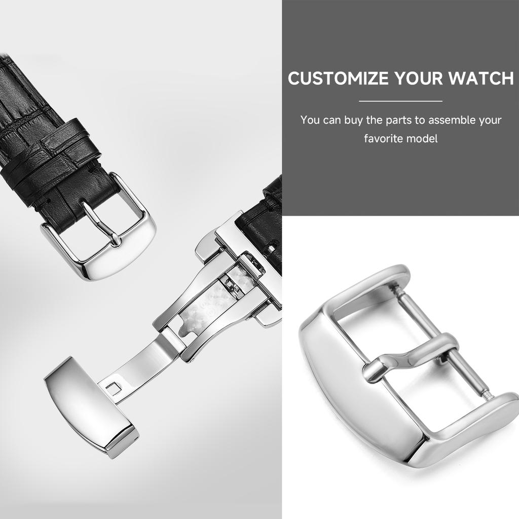 10/12/14/16/18mm Watchbands Buckle Stainless Steel Pin Clasp Watch Accessories Leather Band Strap Watch Buckle